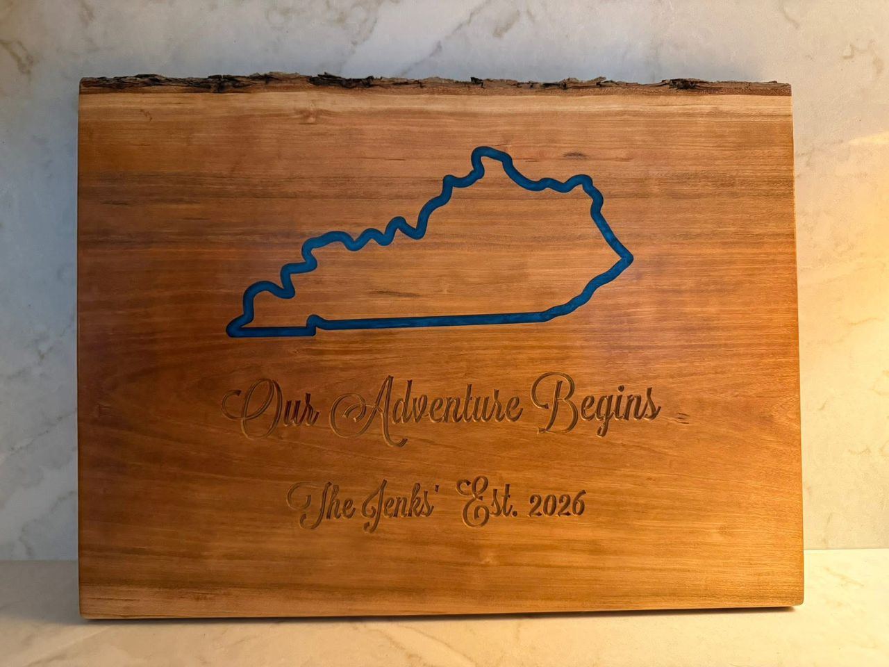 Kentucky live edge engraved board